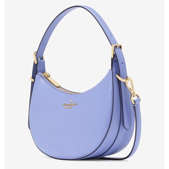 New Kate Spade Nova Crescent Shoulder Bag Saffiano Leather Frosted Blueberry - Picture 2 of 5